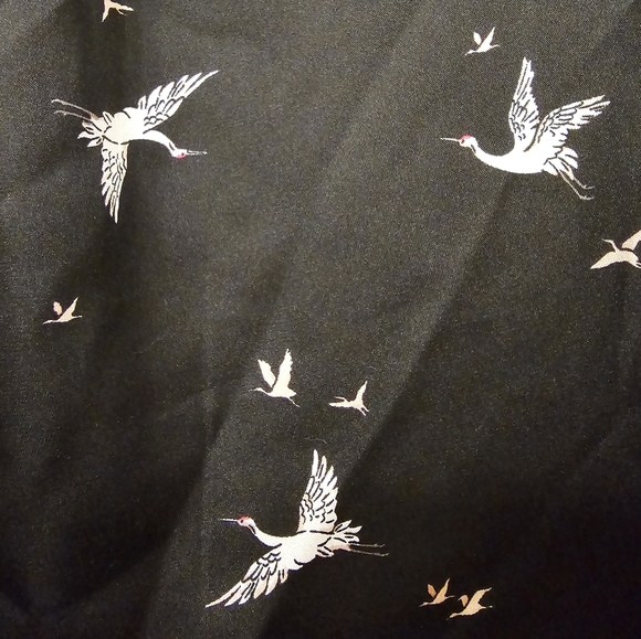 Reitmans satin blouse | SZ Medium | black dress shirt with cranes - Picture 4 of 5